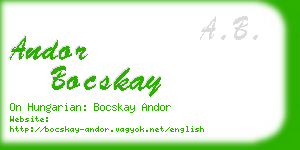 andor bocskay business card